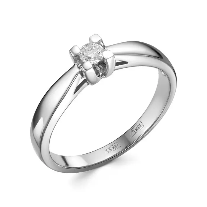 Кольцо помолвочное из белого золота