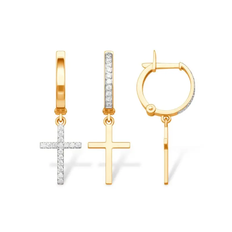 Серьги подвесные из красного золота