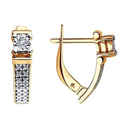 Серьги с английским замком из комбинированного золота