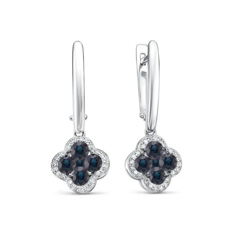 Серьги подвесные из белого золота