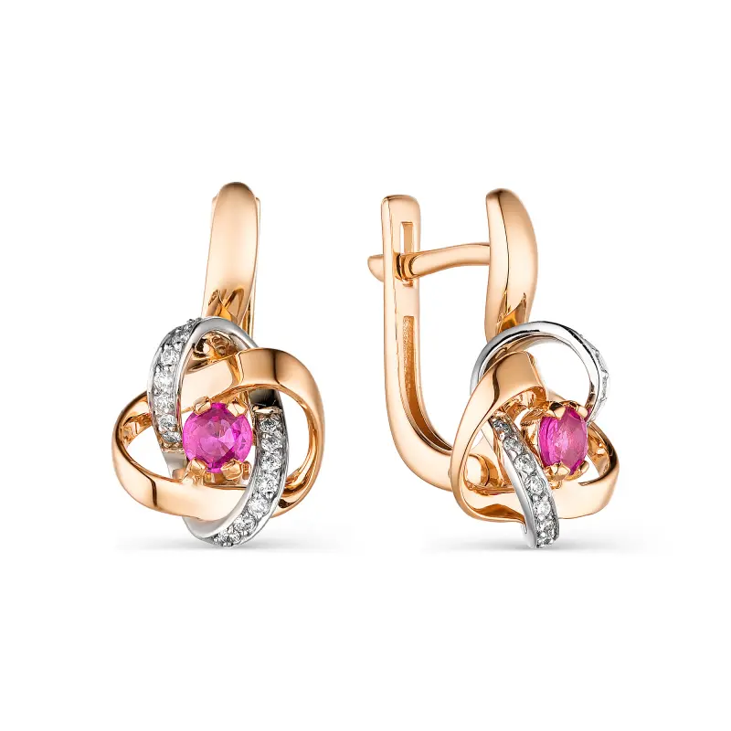 Серьги с английским замком из красного золота