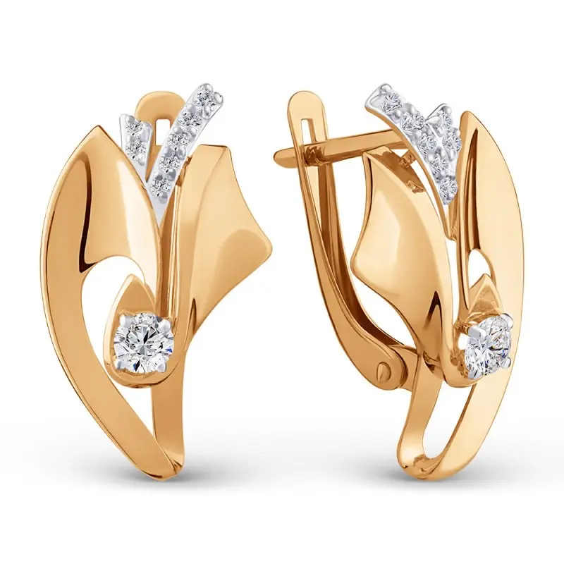 Серьги с английским замком из красного золота