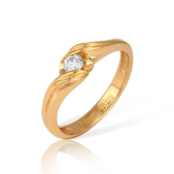 Кольцо помолвочное из белого золота с бриллиантами вид 1