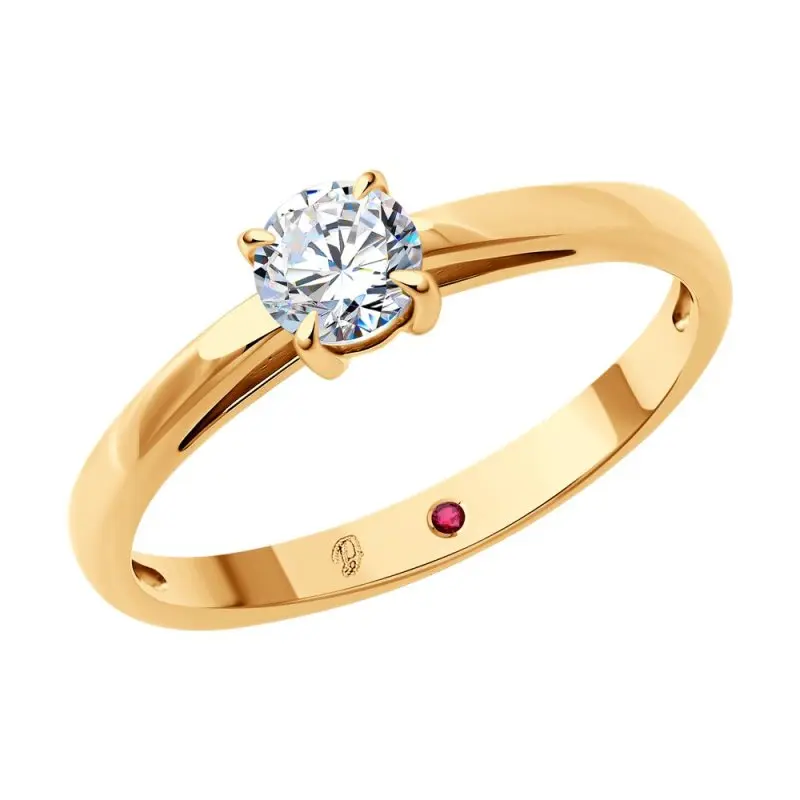 Кольцо помолвочное из красного золота