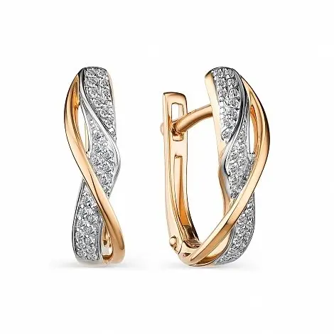 Серьги с английским замком из комбинированного золота