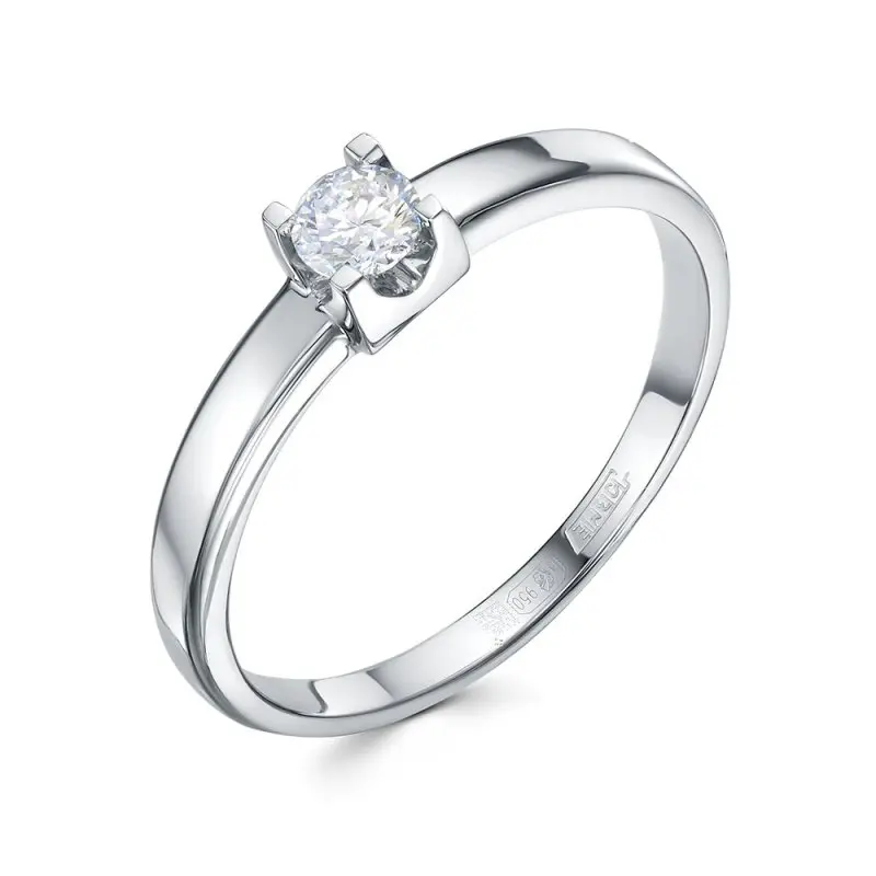 Кольцо помолвочное из белого золота