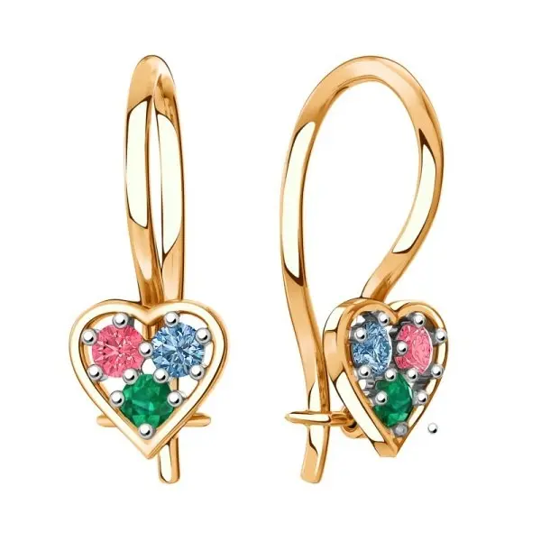 Серьги детские из красного золота
