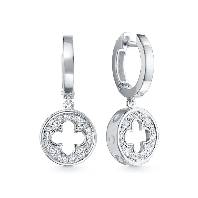 Серьги подвесные из белого золота