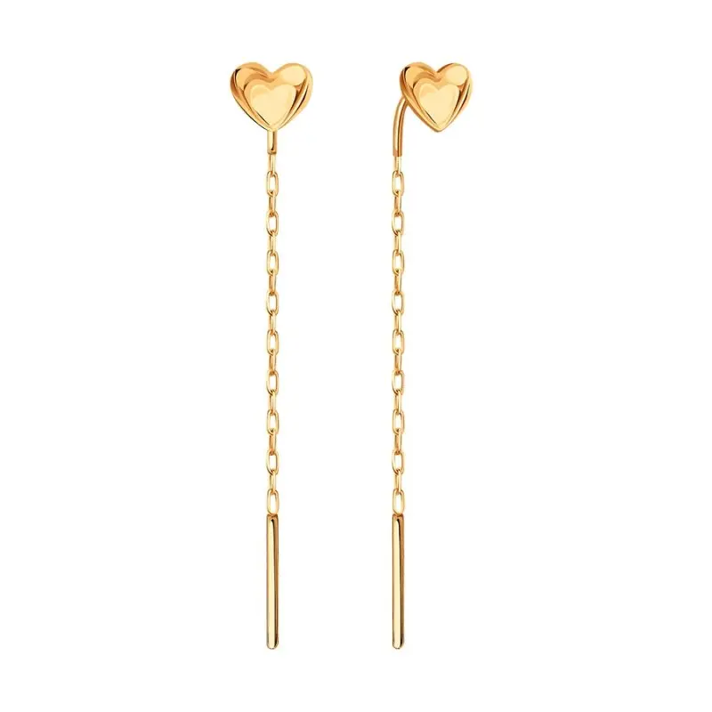 Серьги цепочки из красного золота