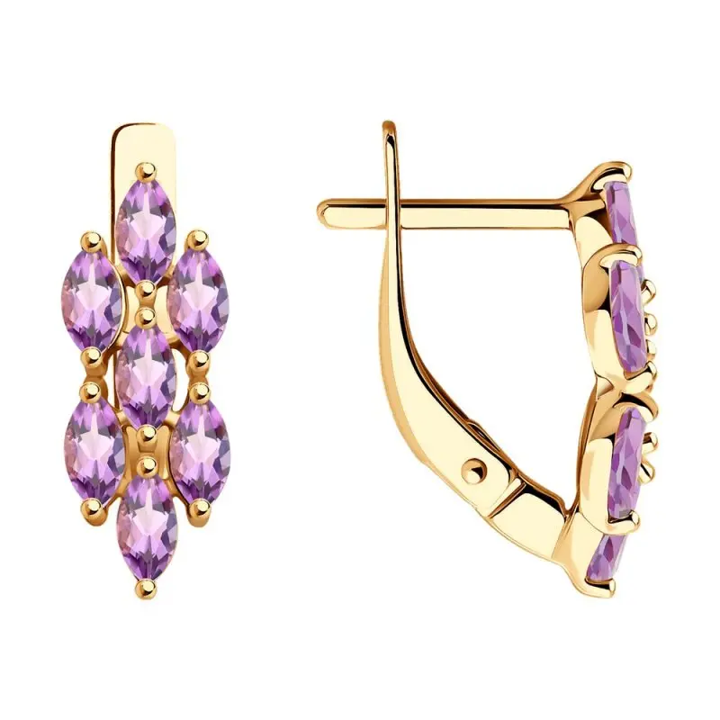 Серьги с английским замком из красного золота