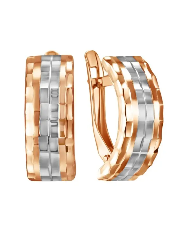 Серьги с английским замком из комбинированного золота