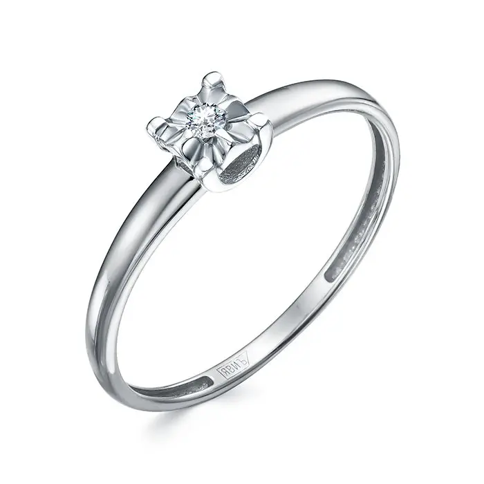 Кольцо помолвочное из белого золота