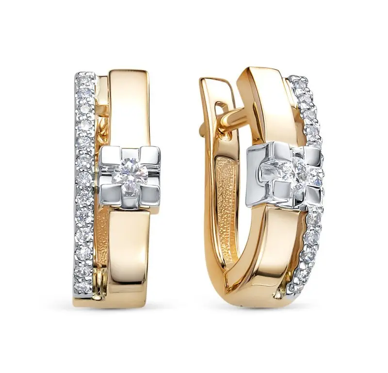 Серьги с английским замком из красного золота