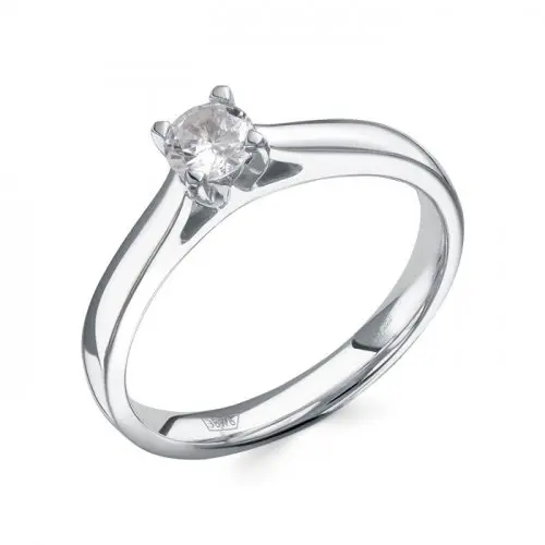 Кольцо помолвочное из белого золота