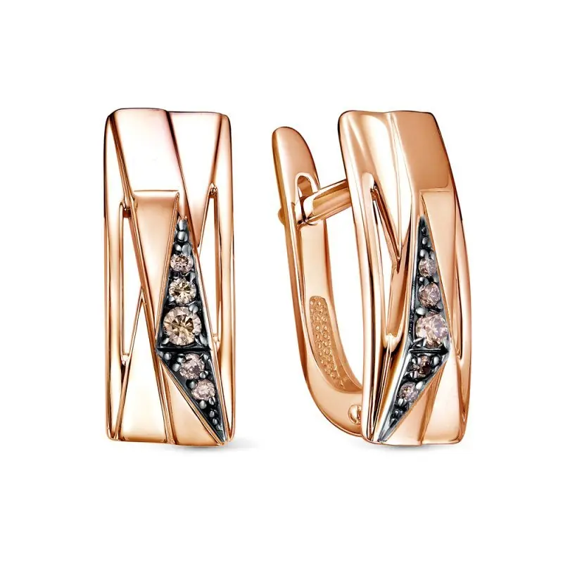 Серьги с английским замком из красного золота