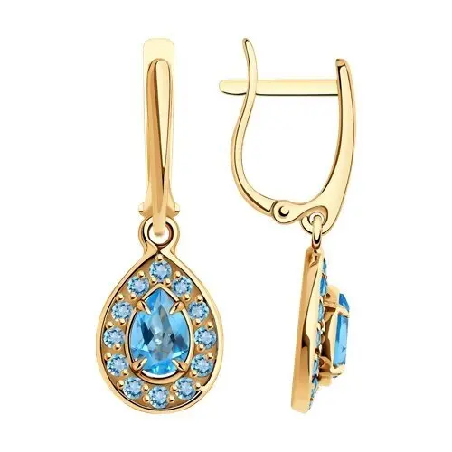 Серьги подвесные из красного золота