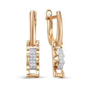 Серьги подвесные из комбинированного золота