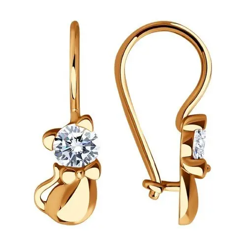 Серьги детские из красного золота