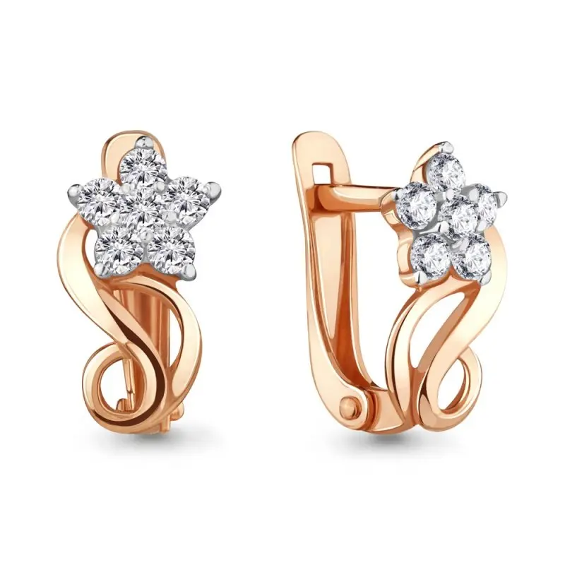 Серьги с английским замком из красного золота