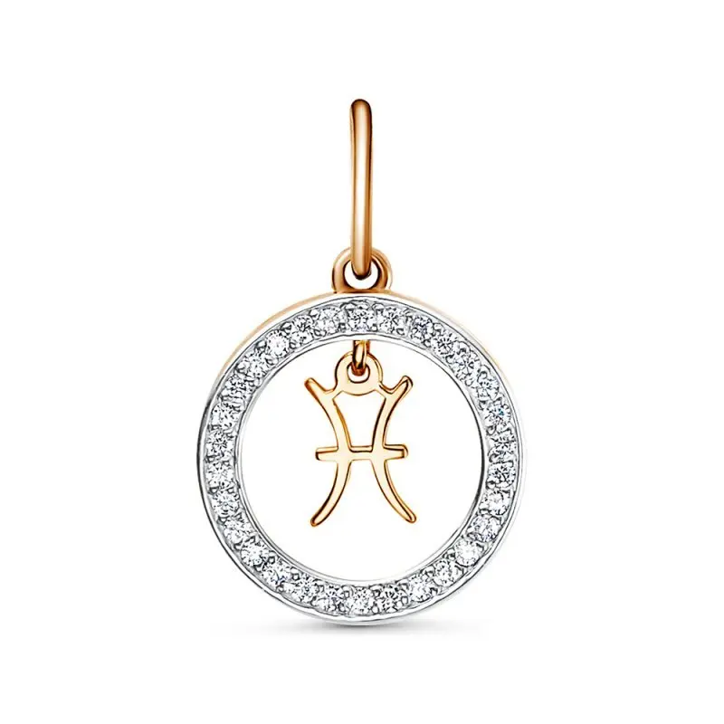 Подвеска знак зодиака из комбинированного золота