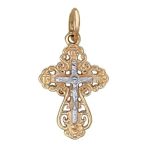 Подвеска крест из комбинированного золота