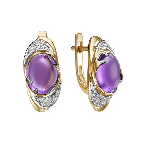 Серьги с английским замком из комбинированного золота