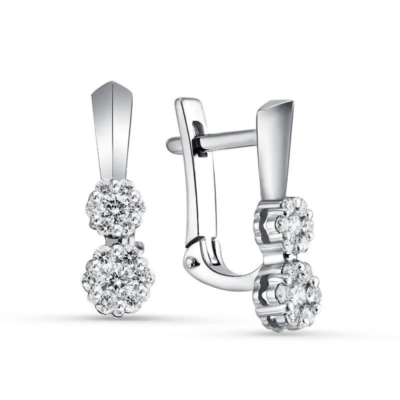 Серьги с английским замком из белого золота