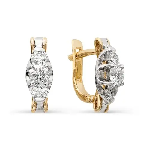 Серьги с английским замком из комбинированного золота