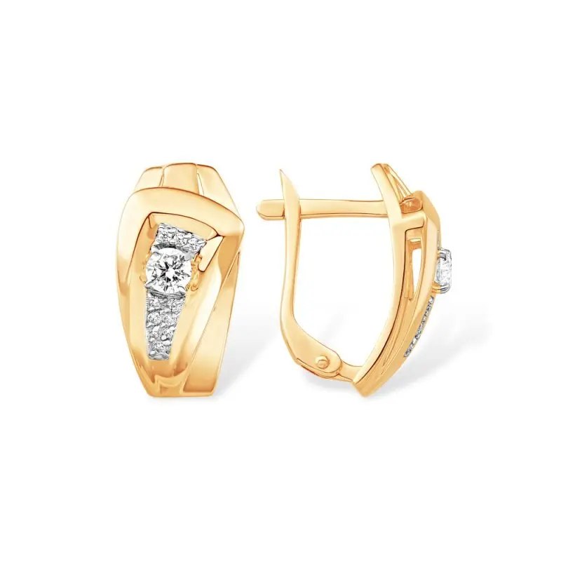 Серьги с английским замком из красного золота