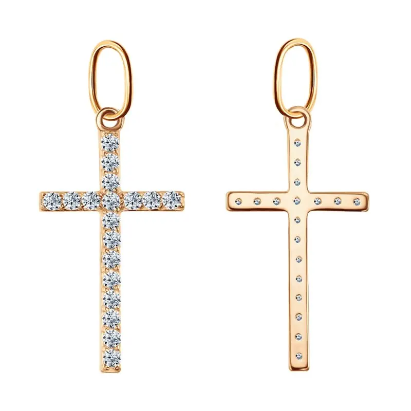 Подвеска декоративный крест из красного золота