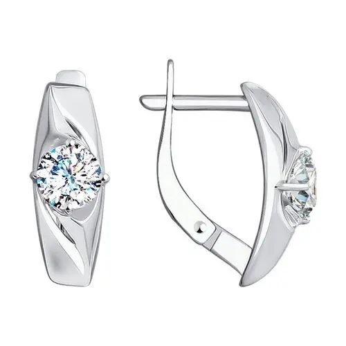 Серьги с английским замком из белого золота