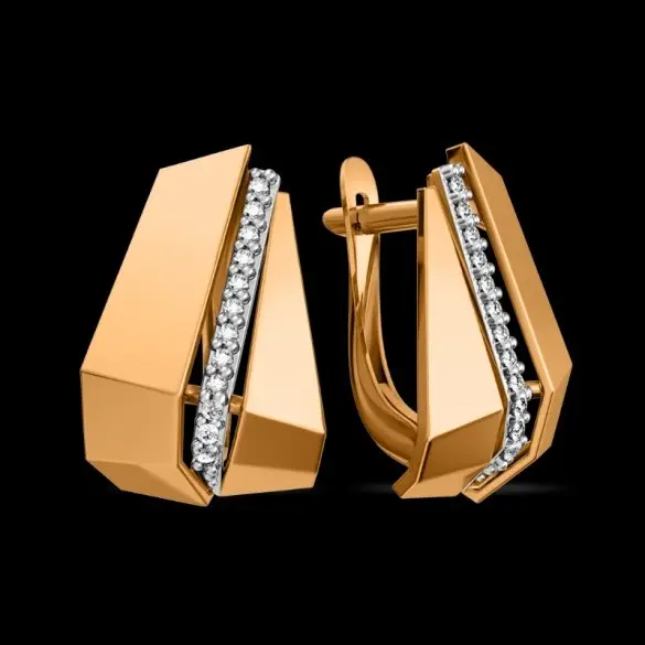 Серьги с английским замком из красного золота