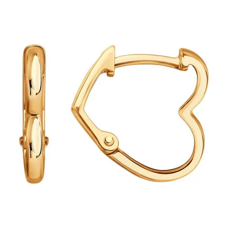 Серьги с английским замком из красного золота