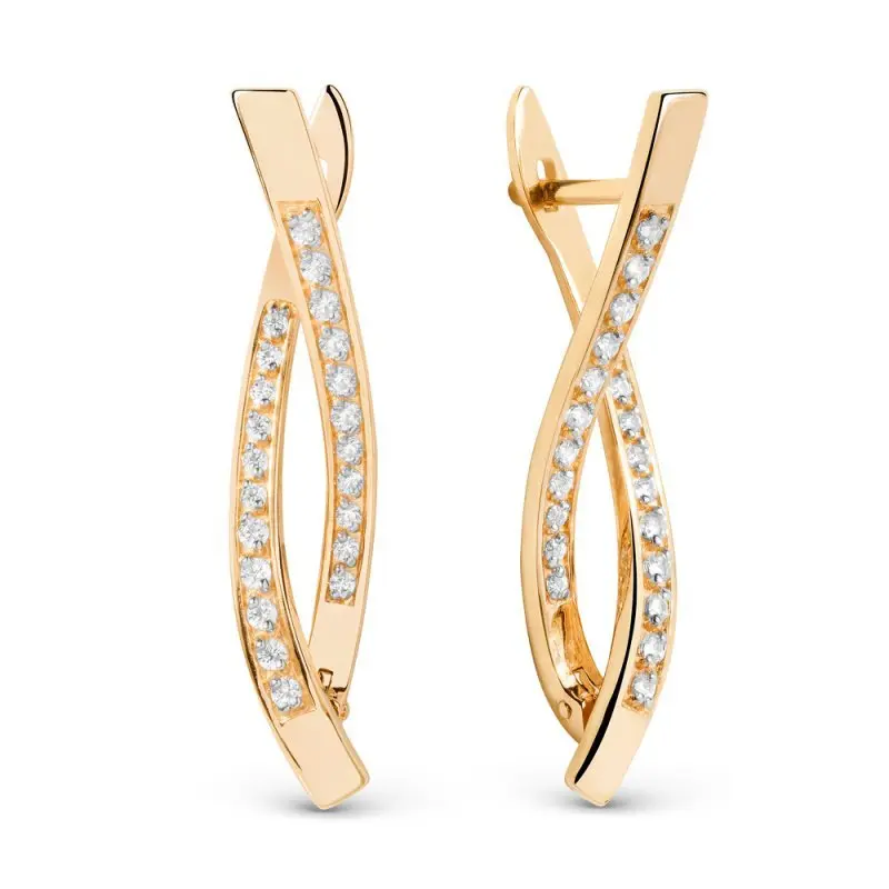 Серьги с английским замком из красного золота