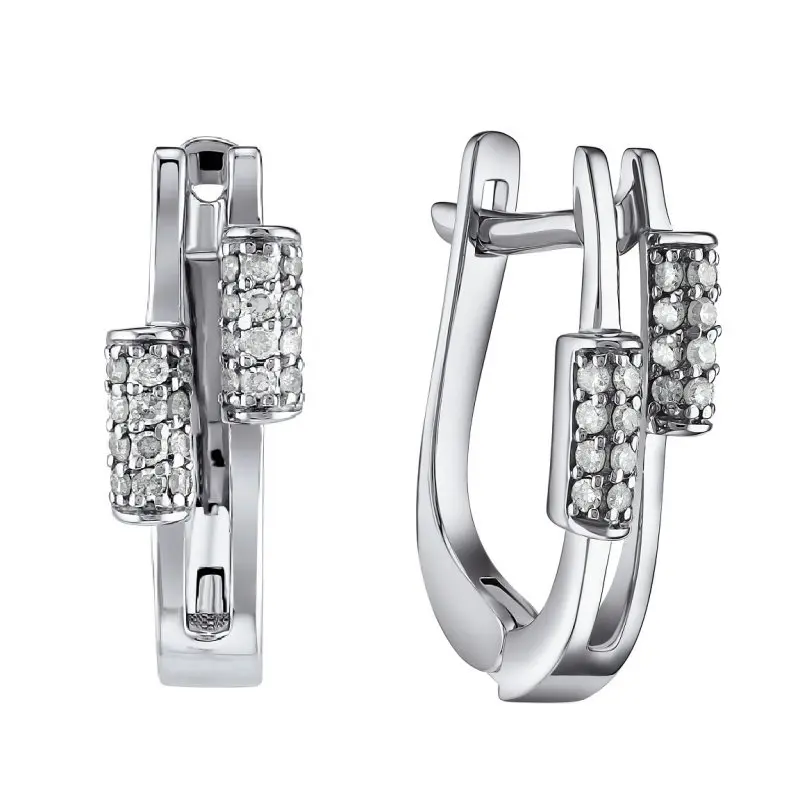 Серьги с английским замком из белого золота