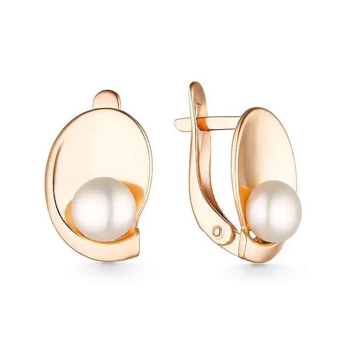 Серьги с английским замком из красного золота