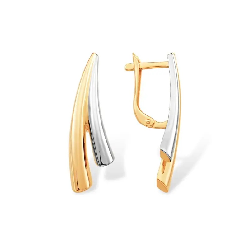 Серьги с английским замком из комбинированного золота