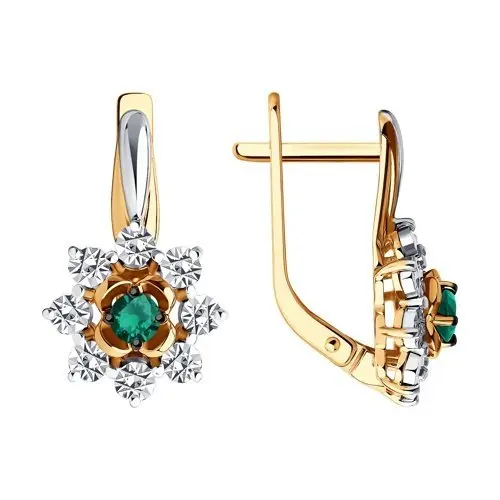 Серьги с английским замком из комбинированного золота