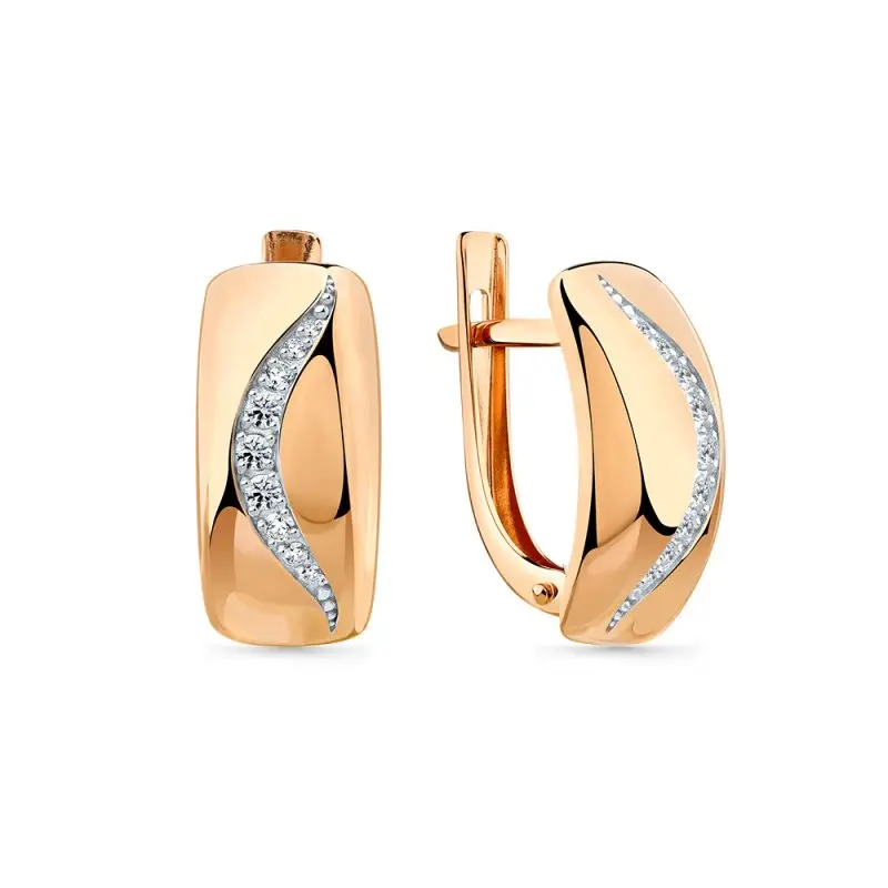 Серьги с английским замком из красного золота