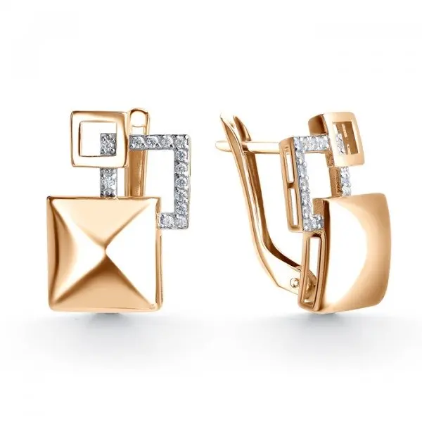 Серьги с английским замком из красного золота