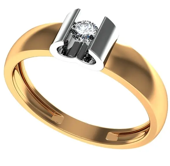 Кольцо помолвочное из комбинированного золота