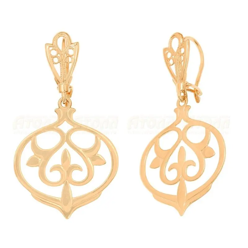 Серьги петельки из красного золота