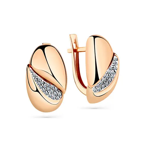 Серьги с английским замком из красного золота