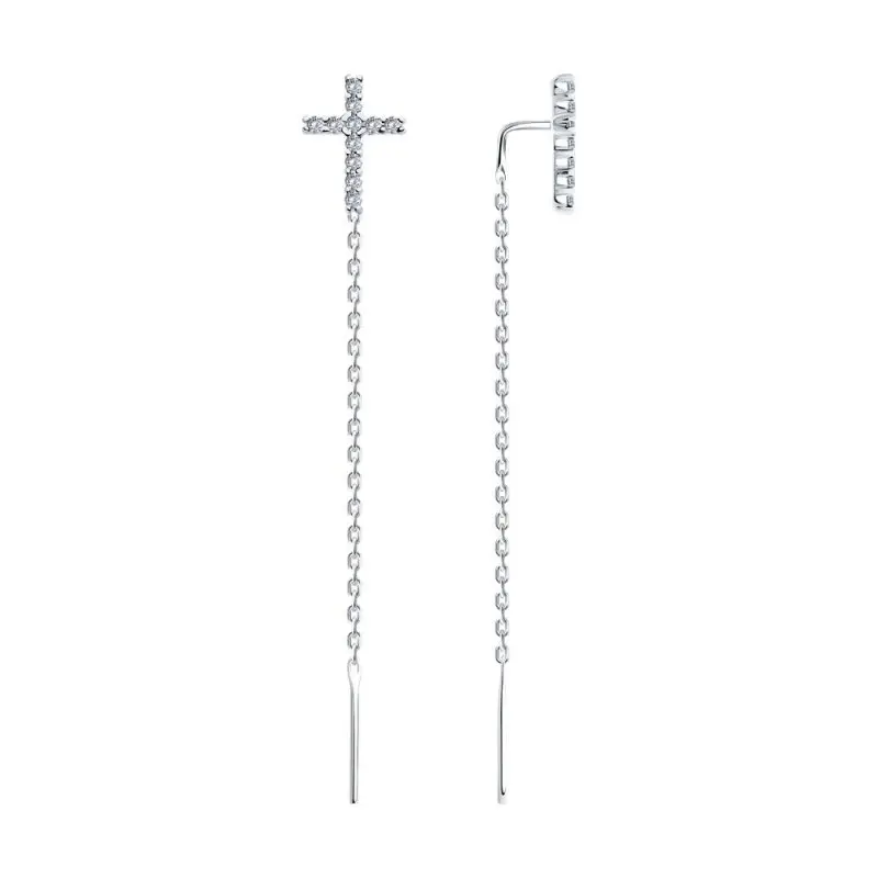 Серьги цепочки из серебра