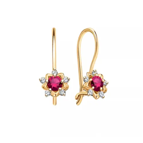 Серьги детские из красного золота