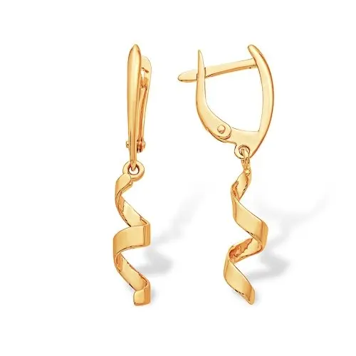 Серьги подвесные из красного золота