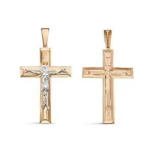 Подвеска крест из комбинированного золота