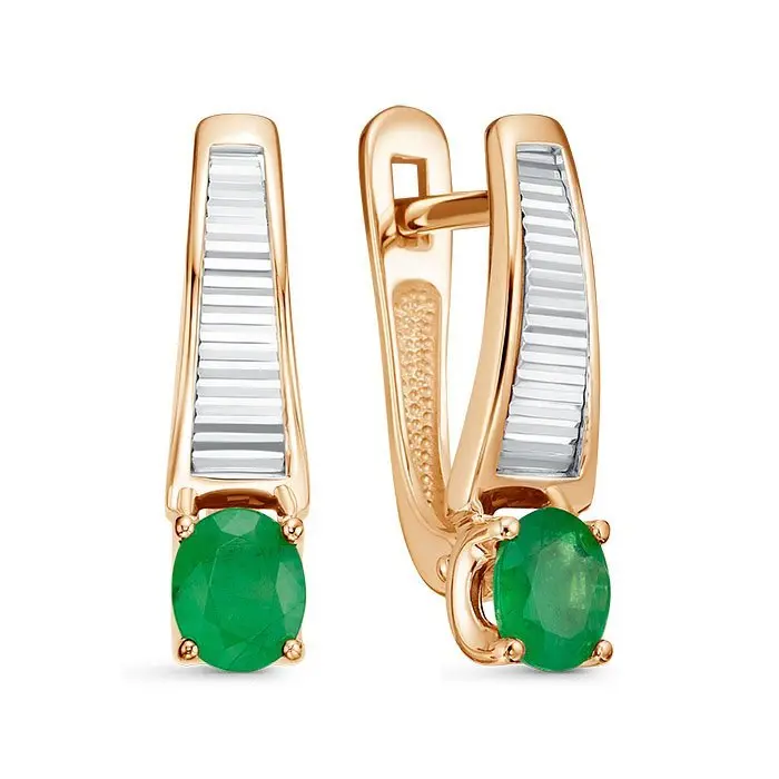 Серьги с английским замком из комбинированного золота