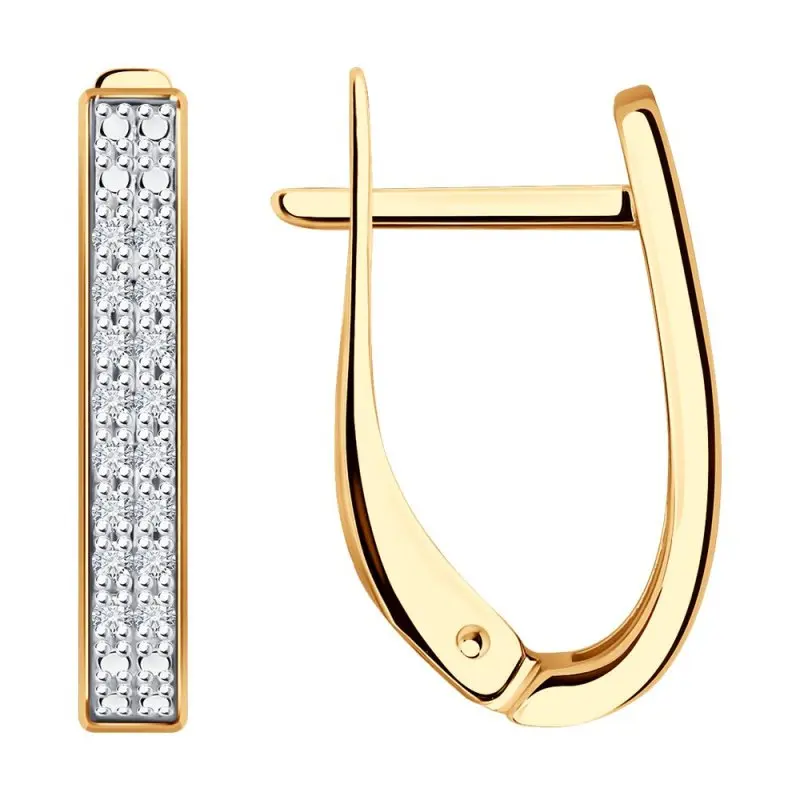 Серьги с английским замком из комбинированного золота