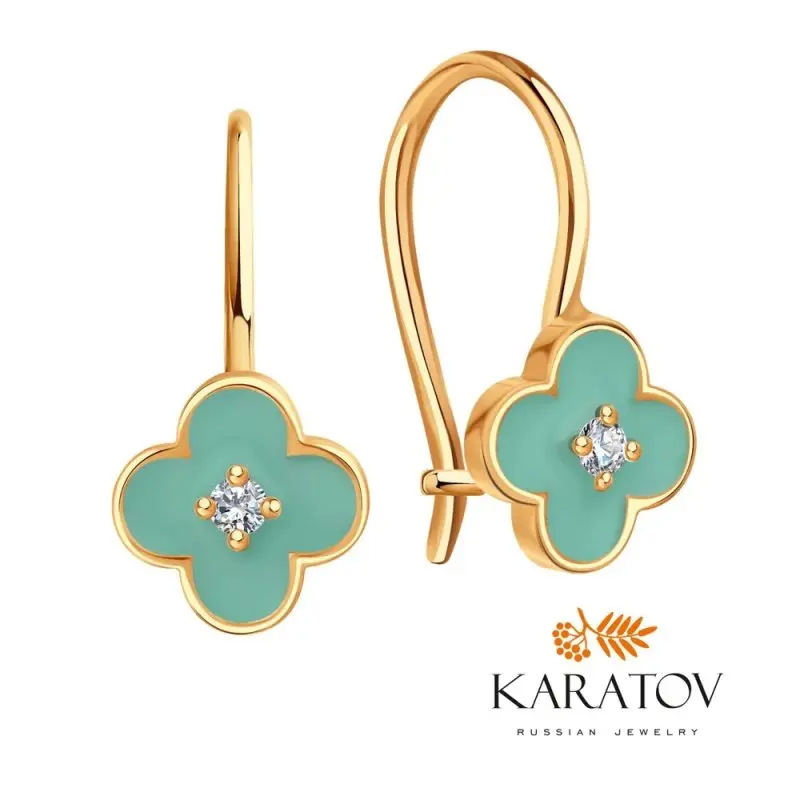 Серьги детские из красного золота